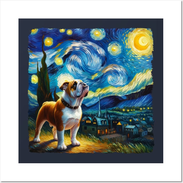 Starry Bulldog Dog Portrait - Pet Portrait Wall Art by starry_night